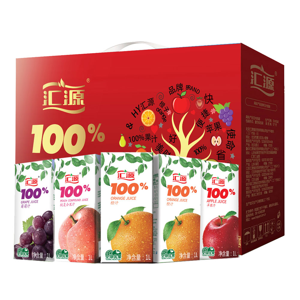 汇源果汁100%果汁臻贵礼盒 混合装1L*5盒饮料