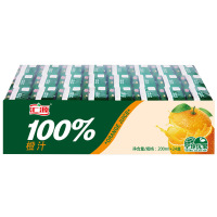 汇源果汁100%浓缩纯果汁饮料VC橙汁无添加 200ml*24盒便捷卫生