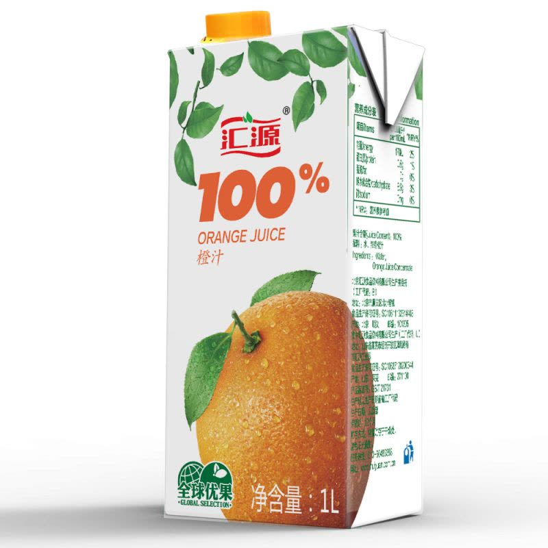 汇源果汁青春版100%橙汁1Lx5盒纯果汁饮料图片