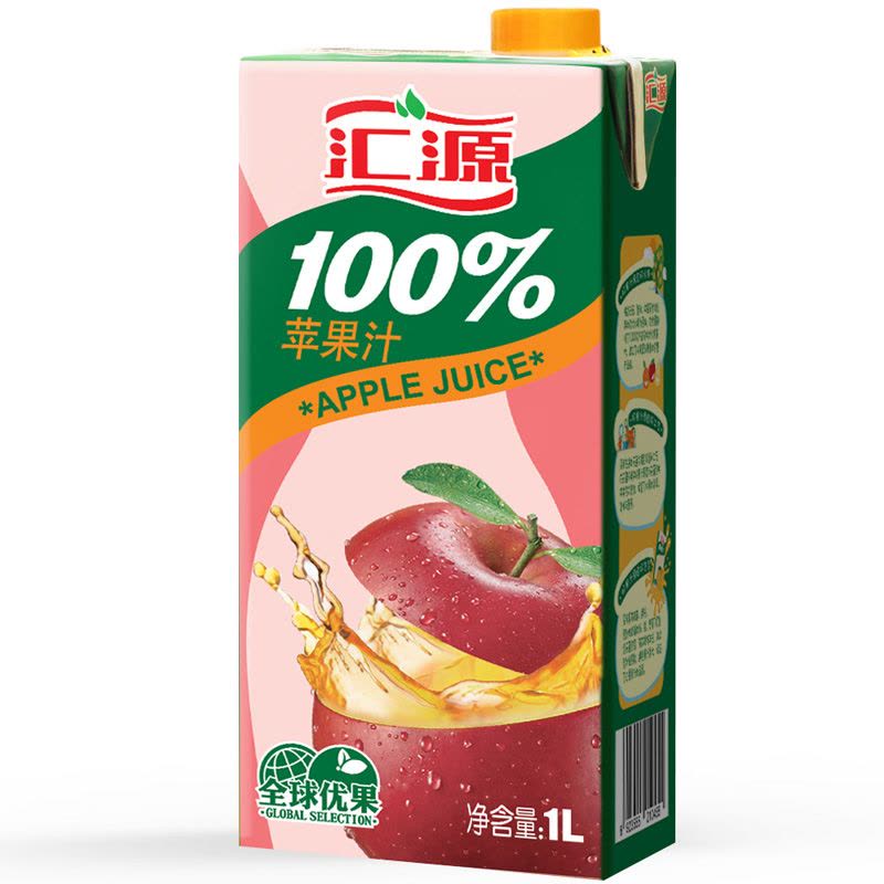 汇源果汁100%苹果汁1L*6盒便携装饮料图片