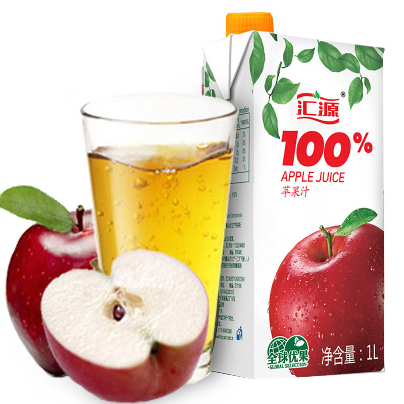 【官方旗舰店】汇源果汁1l 青春版100%苹果汁出口标准 1L*12盒 无添加饮料家庭