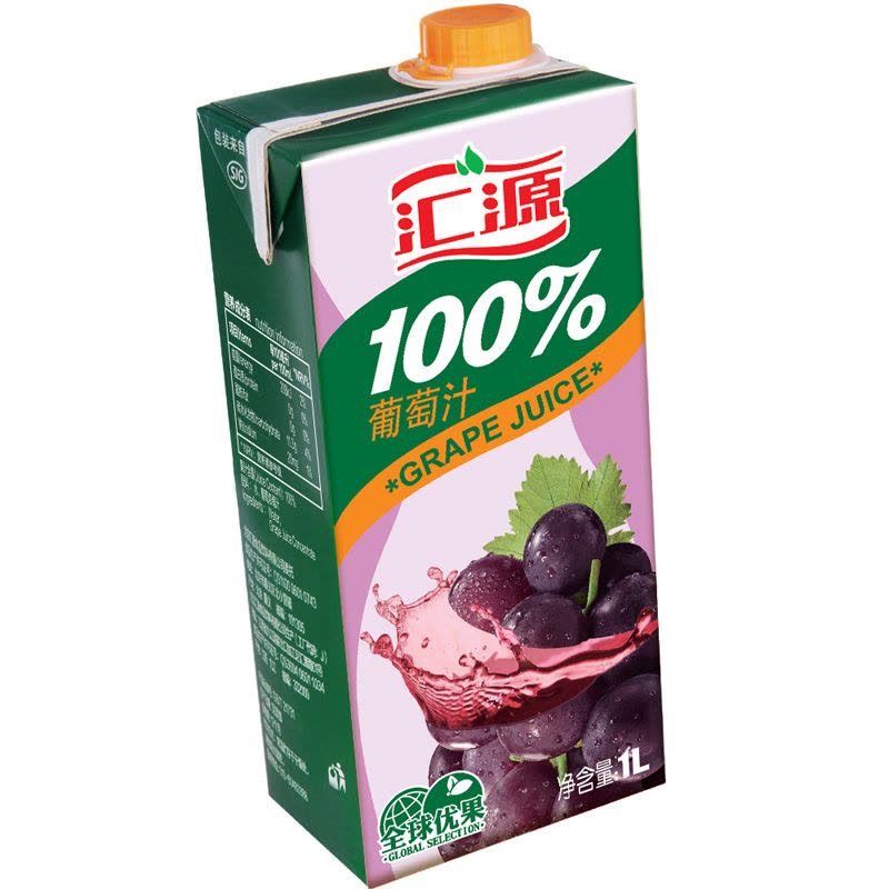 汇源果汁 100%纯果汁 葡萄汁饮料 1L*6盒 便携礼盒官方旗舰店图片