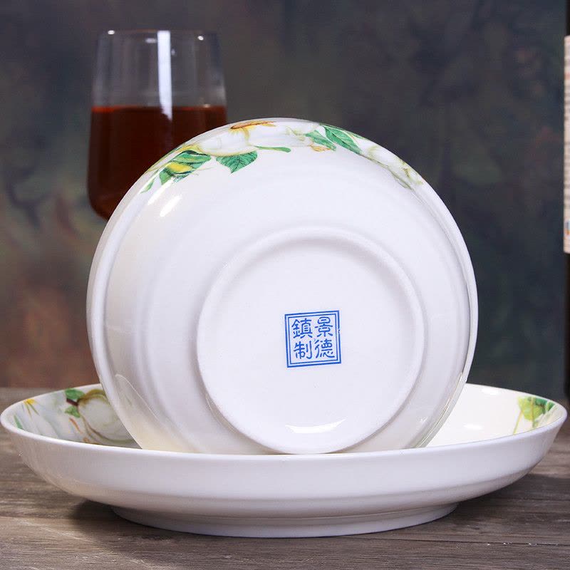 艺锦蓝 国产景德镇陶瓷碗14头餐具套装碗盘碗碟碗筷勺套装中式家用瓷器礼品野百合图片
