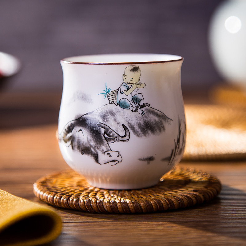 艺锦蓝国产景德镇花茶提梁壶一壶六杯茶具不保温600ml茶壶水壶茶杯