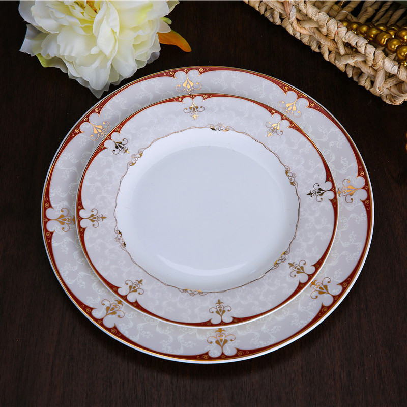 艺锦蓝 国产欧式景德镇陶瓷餐具58头巴洛克碗碟套装盘子碗骨瓷家用