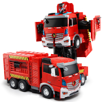 佳奇JIAQI遥控变形汽车机器人玩具伏火将消防车 猎罐油罐车变形汽车人 JQ6608