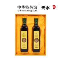 【中华特色】天水馆 隴上农庄 精品冷榨亚麻籽油500ml*2瓶锦缎礼盒 包邮 西北