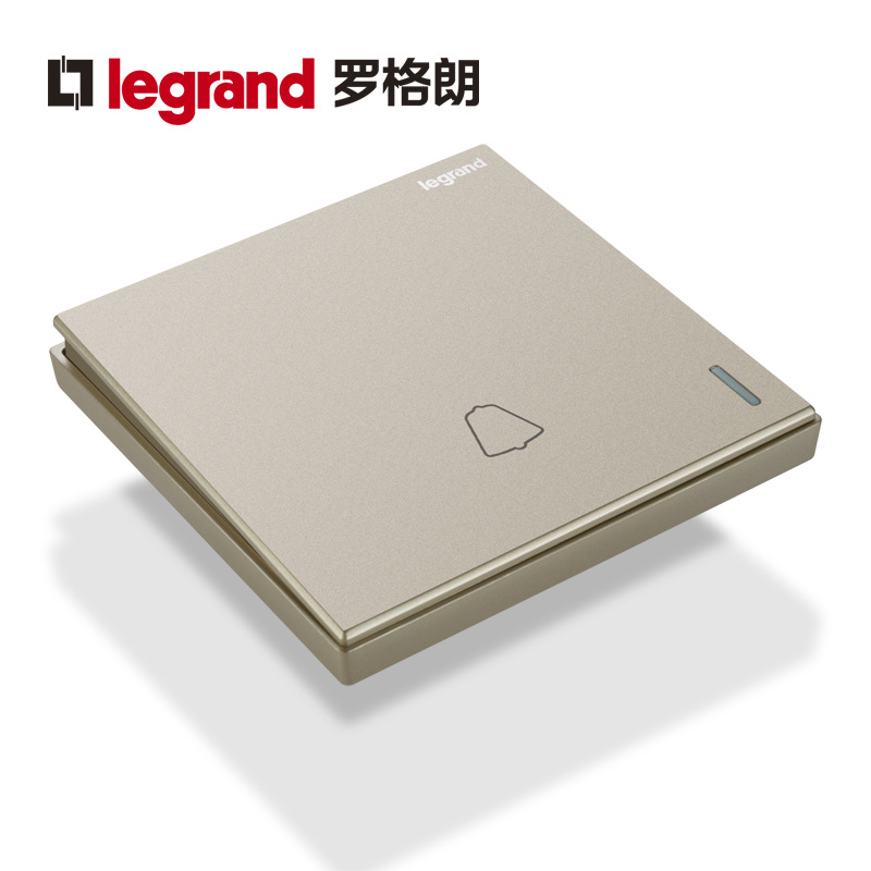 罗格朗开关门铃开关插座面板逸景金色带银边按钮墙壁电源86型