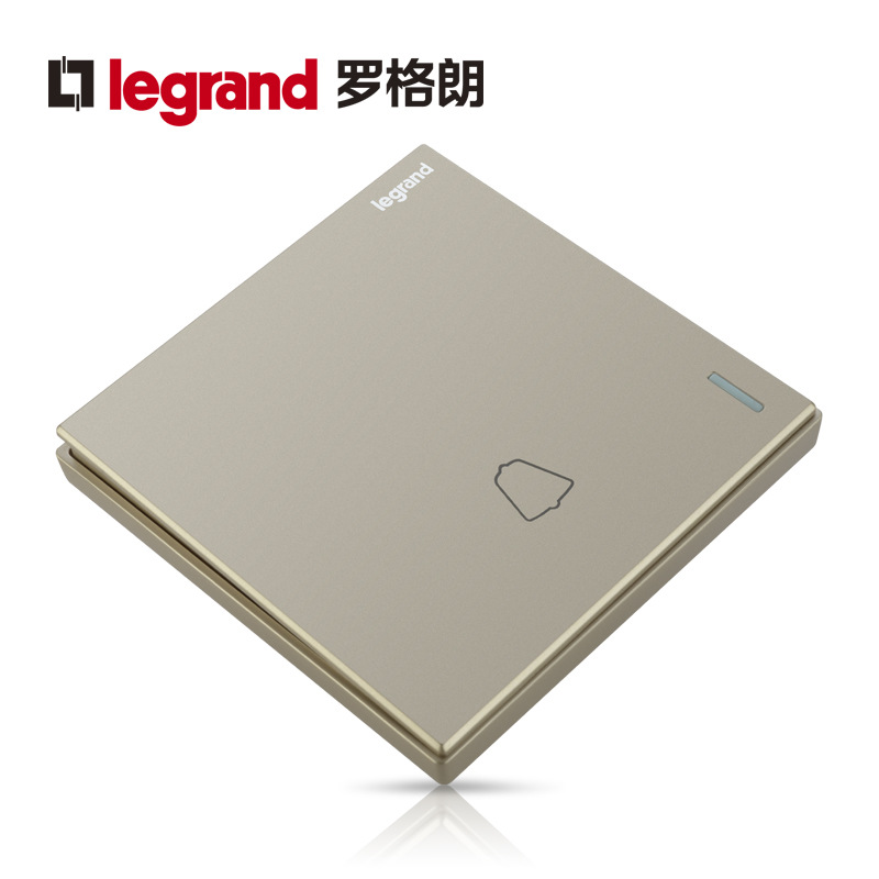 罗格朗开关门铃开关插座面板逸景金色带银边按钮墙壁电源86型