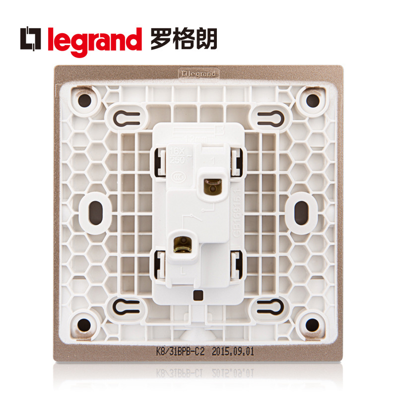 罗格朗开关门铃开关插座面板逸景金色带银边按钮墙壁电源86型