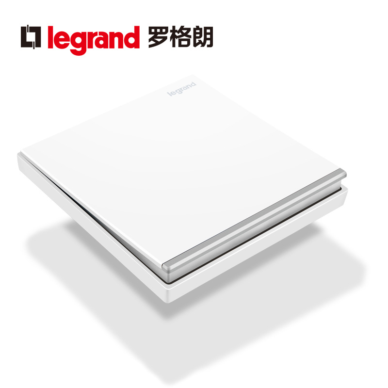 罗格朗开关一开多控插座面板逸景白色三控带银边一位中途挚86型