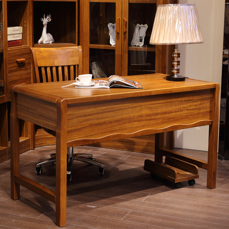 慕珀家具 新中式实木现代书桌书柜组合写字台电脑桌设计师家具