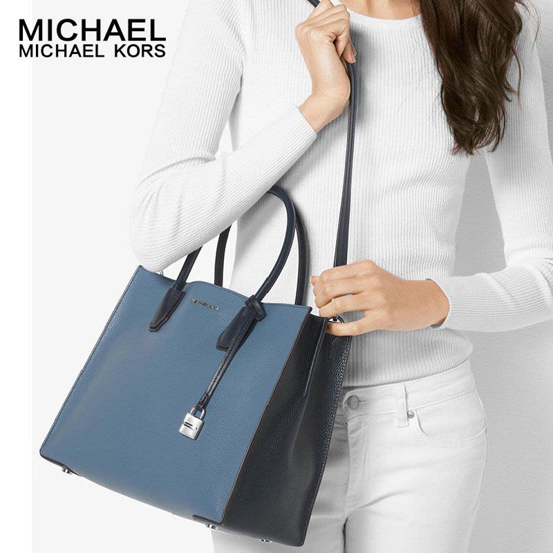 MICHAEL KORS 迈克·科尔斯 MK女包 欧美时尚 牛皮 拼色锁头 中 斜跨包手提包 女30S7SM9T3L图片