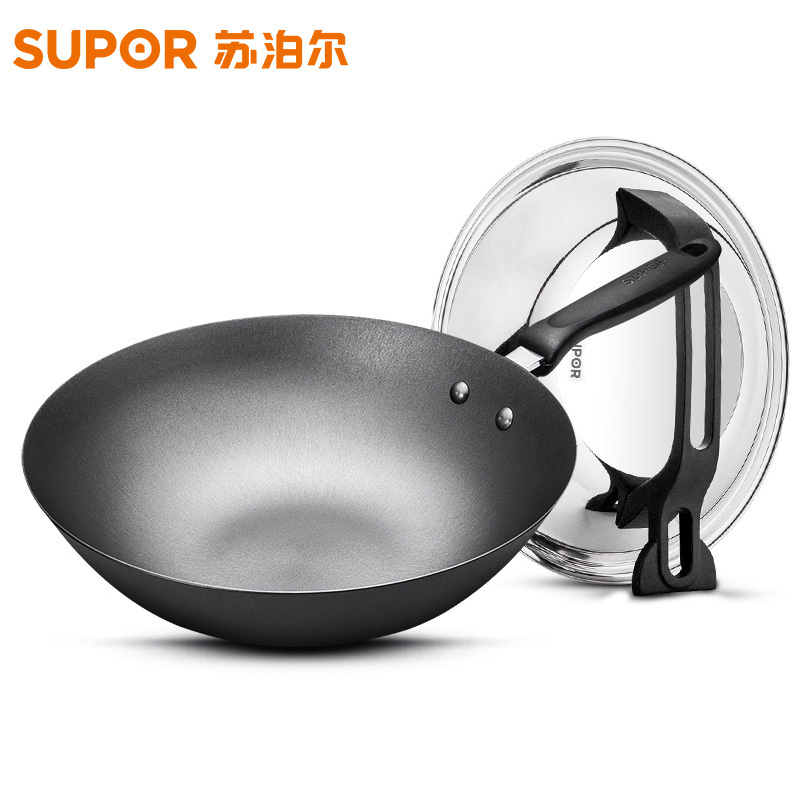 苏泊尔铁锅无涂层炒锅fc30n130cm物理不粘锅电磁炉适用炒菜锅