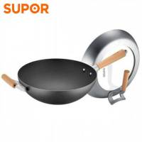 苏泊尔炒锅芯铁Ⅱ代32CM真不锈老式铁锅可立盖CC32AC1燃气灶 明火专用