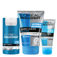 L'OREAL 欧莱雅男士套装 补水保湿护肤品（洁面膏100ml+滋润乳50ml+洁面50ml+面膜单片加水凝露120）