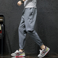 绅士空间2021春季青年小脚男士休闲裤韩版哈伦裤修身长裤裤弹力针织裤运动裤男ML.X98
