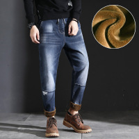 绅士空间2021春季男士牛仔裤宽松直筒长裤韩版束腰裤休闲弹力牛仔男裤ML.N56
