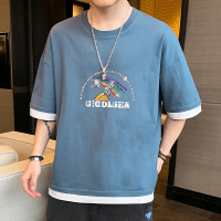 绅士空间2021夏季青年男士T恤男韩版修身圆领短袖打底衫印花上衣男短袖男HL.3110