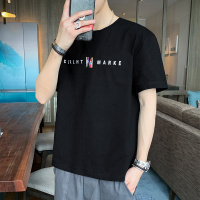 绅士空间2021夏天季青少年男士T恤韩版修身圆领短袖打底衫印花上衣男JC.T263