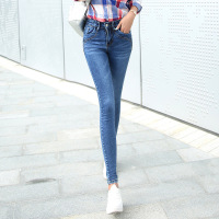 慕卡璐(MuKaLu)2017春季韩版女士新款牛仔裤弹力高腰牛仔裤小脚裤显瘦长裤铅笔裤
