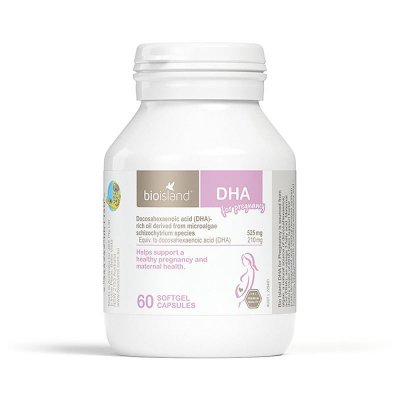 澳洲Bio Island比奥岛 DHA 60粒 1瓶装 软胶囊 海藻油 孕妇孕期(孕晚;孕中;孕早)备孕哺乳期适用