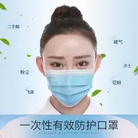一次性平面口罩防护成人透气熔喷布男女蓝色加厚口罩
