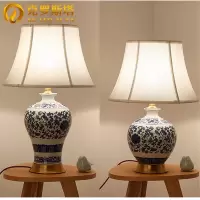 景德镇青花瓷创意陶瓷台灯卧室床头灯中式复古会所酒店客厅装饰台灯