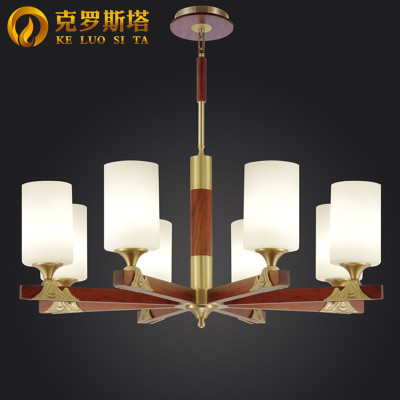 全铜新中式吊灯客厅灯现代简约大气卧室实木餐厅灯创意中国风茶室灯具