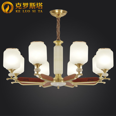 新中式全铜客厅吊灯现代简约家用个性轻奢餐厅吊灯中国风禅意茶楼茶室灯具