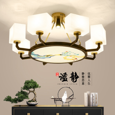 新中式轻奢客厅吊灯珐琅彩卧室灯个性大气中国风茶室包厢间家用灯具