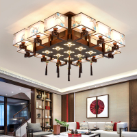 克罗斯塔 新中式吸顶灯中国风刺绣方形大气客厅灯简约家用卧室餐厅灯