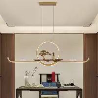 克罗斯塔 新中式长条形餐厅吊灯中国风禅意吧台茶室酒店会所山水艺术灯具
