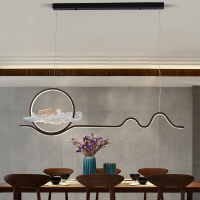 克罗斯塔 新中式餐厅灯吧台长吊灯禅意中国风长条简约艺术饭厅茶室书房灯具