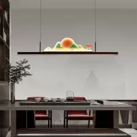 克罗斯塔 新中式餐厅灯吊灯茶室现代书房茶台客厅吧台茶楼山水灯具禅意艺术