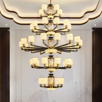 克罗斯塔 新中式全铜别墅大吊灯轻奢大气客厅灯中国风复式楼餐厅卧室家用吊灯