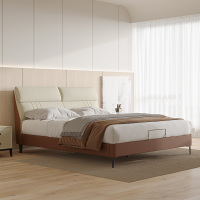 喜临门柔软靠包意式进口真皮齐边软床现代简约真皮床 西西里
