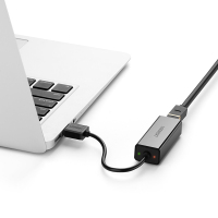 绿联Ugreen USB转RJ45网口 usb2.0转百兆有线网口 适用苹果Mac小米笔记本网线转换器免驱 黑色