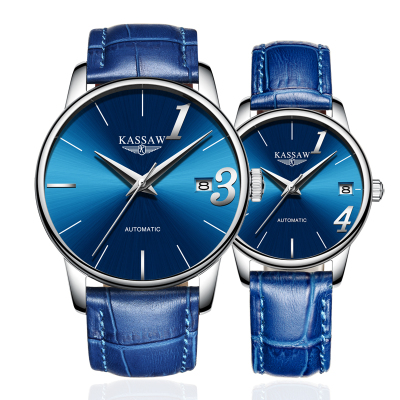 卡梭(KASSAW)手表全自动机械表情侣表防水时尚商务男表女表情侣手表一对1314