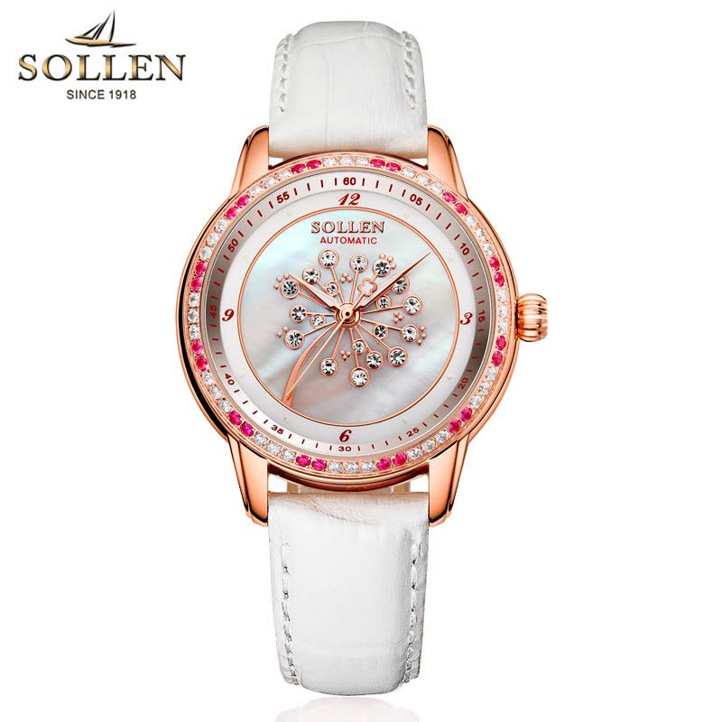 梭伦(SOLLEN)手表女蒲公英新款正品自动机械表皮带时尚潮流生活防水女表SL-408图片