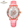 梭伦SOLLEN蒲公英新款正品手表女士自动机械女表皮带时尚潮流30米生活防水SL-408 灰色