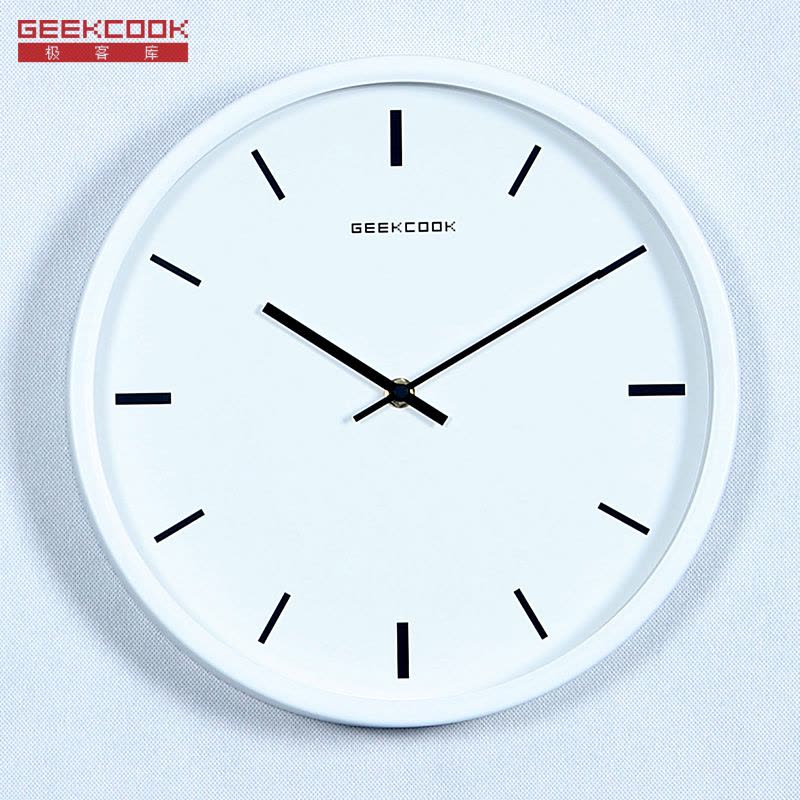 极客库GEEKCOOK圆形金属石英钟表卧室现代简约创意12英寸30.5CM挂钟客厅静音时尚挂表GK110248图片