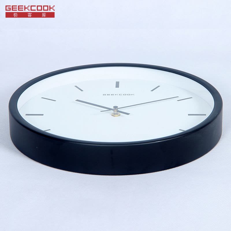 极客库GEEKCOOK圆形金属石英钟表卧室现代简约创意12英寸30.5CM挂钟客厅静音时尚挂表GK110248图片