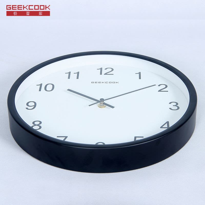 极客库GEEKCOOK圆形金属石英钟表卧室现代简约创意12英寸30.5CM挂钟客厅静音时尚挂表GK110248图片