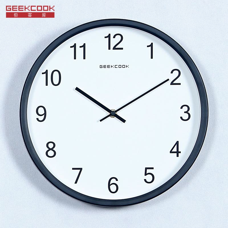极客库GEEKCOOK圆形金属石英钟表卧室现代简约创意12英寸30.5CM挂钟客厅静音时尚挂表GK110248图片