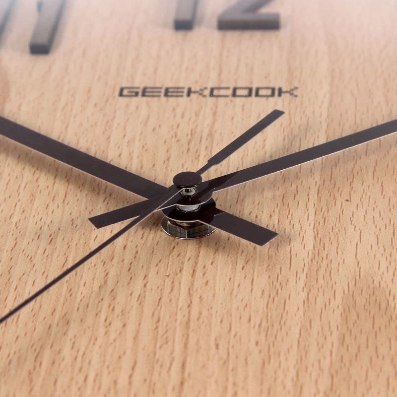 极客库GEEKCOOK木质挂钟静音客厅钟表时尚创意设计石英时钟圆形GK100044图片