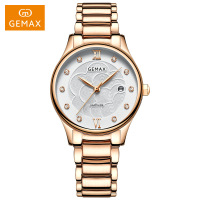格玛仕(GEMAX)手表休闲商务时尚潮流防水钢带女士表石英女表国产品牌MX8105