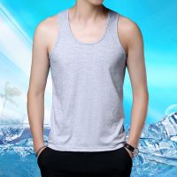 棉男士背心男加肥加大宽松老年吊带春秋季打底衫薄款夏纯色男士T恤 臻依缘