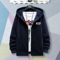 新款秋冬季加肥加大码拉链卫衣男加绒开衫宽松男装连帽衫外套臻依缘