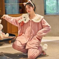 大码睡衣女珊瑚绒秋冬季加绒加厚保暖公主风学生法兰绒宽松居家服臻依缘